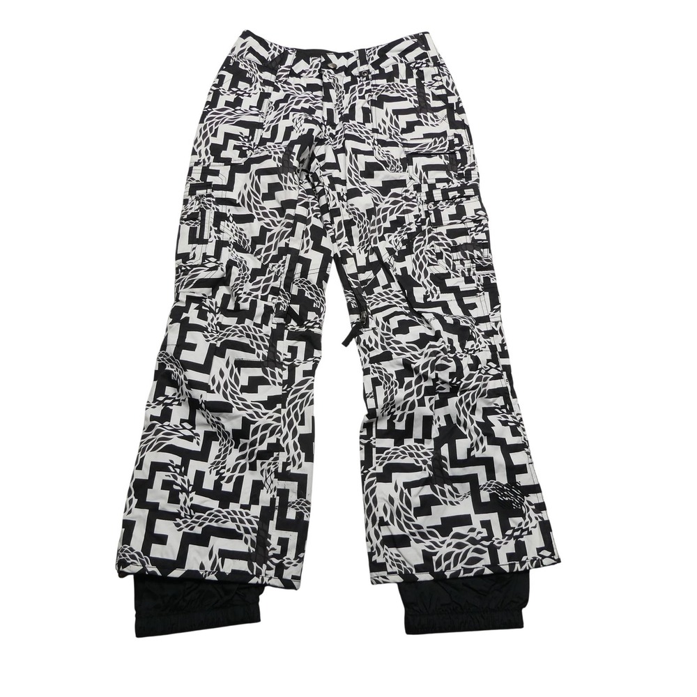 Burton Ski Pants Youth XS White Black Geometric DRYRIDE Insulated Snowboard‎